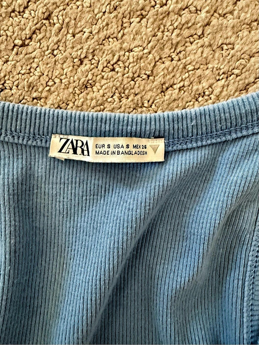 Zara Ribbed Racerback Tank Top Blue Small - Picture 3 of 3